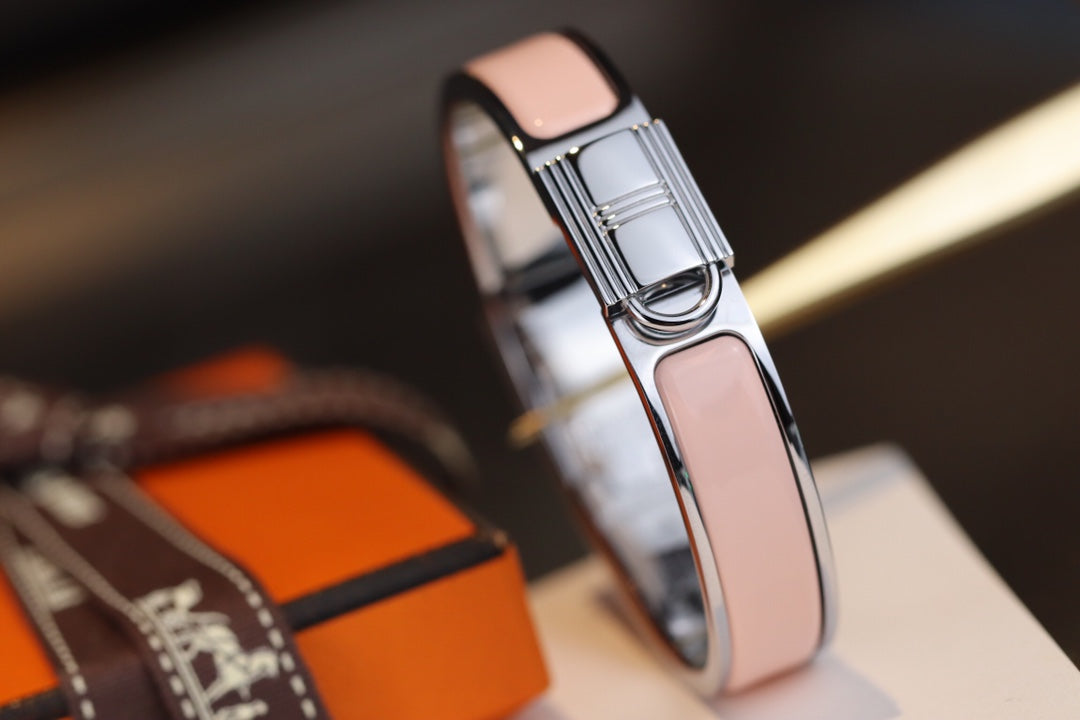 Hermes H Lock Pink Gold Bracelet 12MM