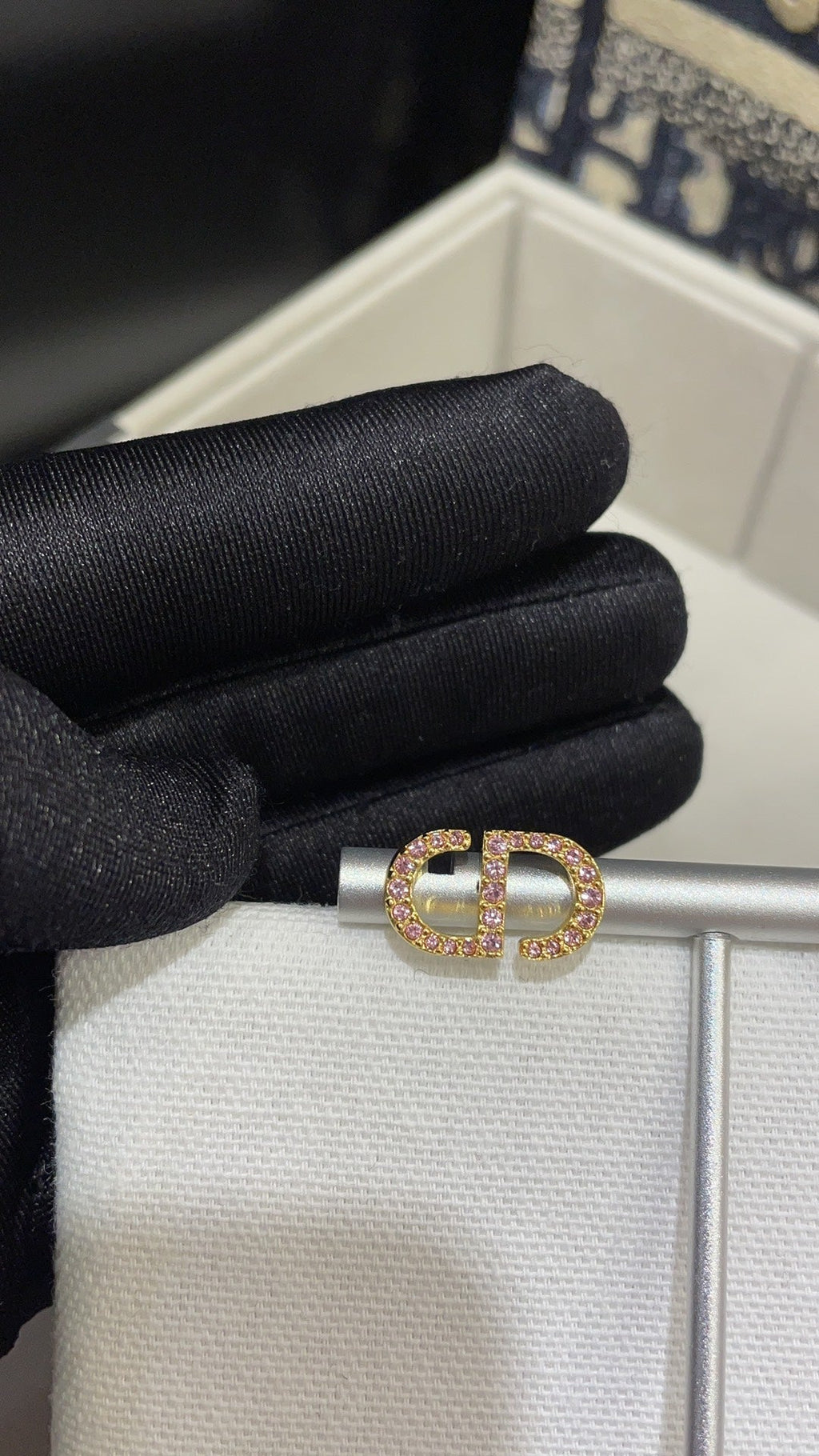 Dior Petit CD Cubic Zirconia Gold Stud Earrings