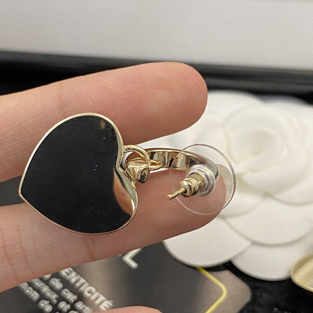Chanel Heart Quilted Drop Earrings