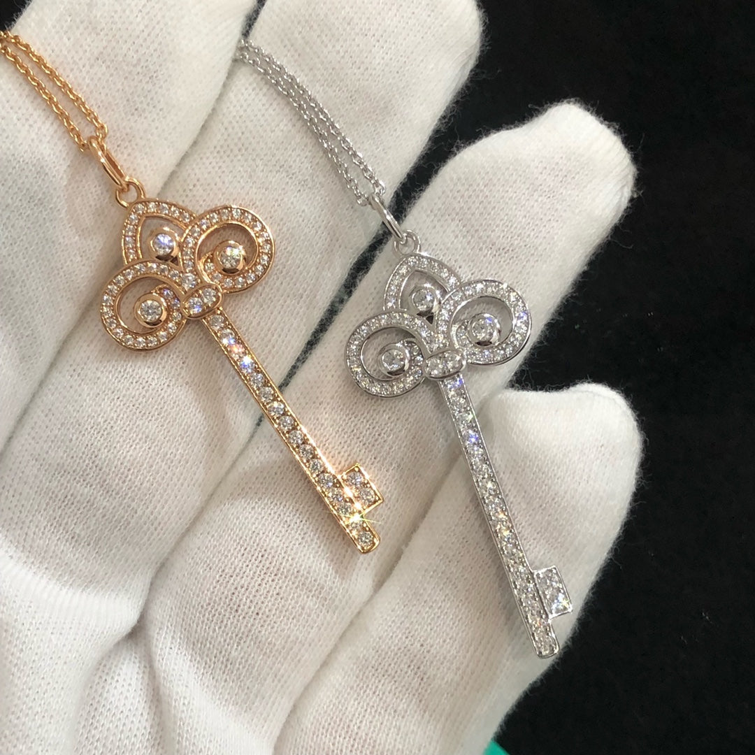 Tiffany Fleur Key Cubic Zirconia Necklace