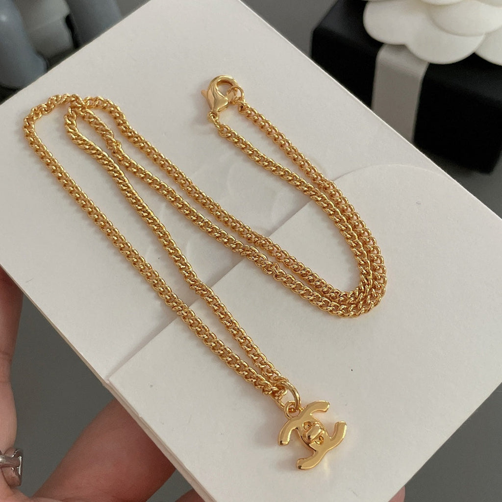 Chanel Lock Gold Chain Necklace