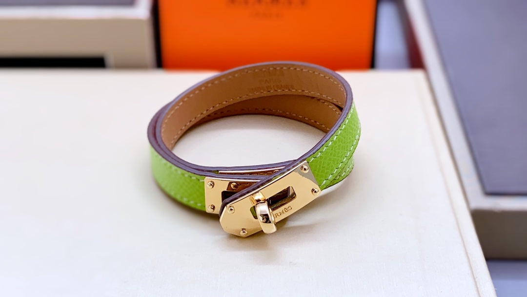 Hermes HM Kelly Double Tour Pink Gold Bracelet