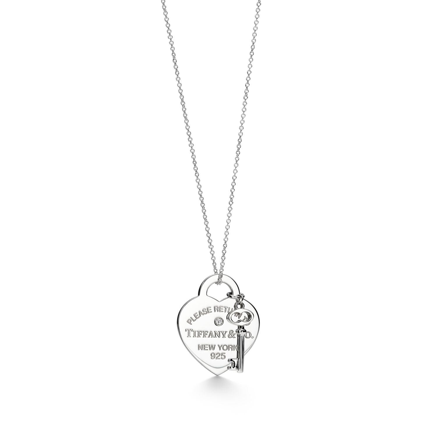Hermes Heart and Key Silver Necklace
