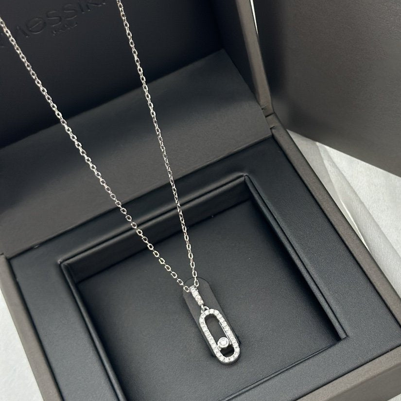 Messika Move Uno Lm Silver Cubic Zirconia Paved Necklace