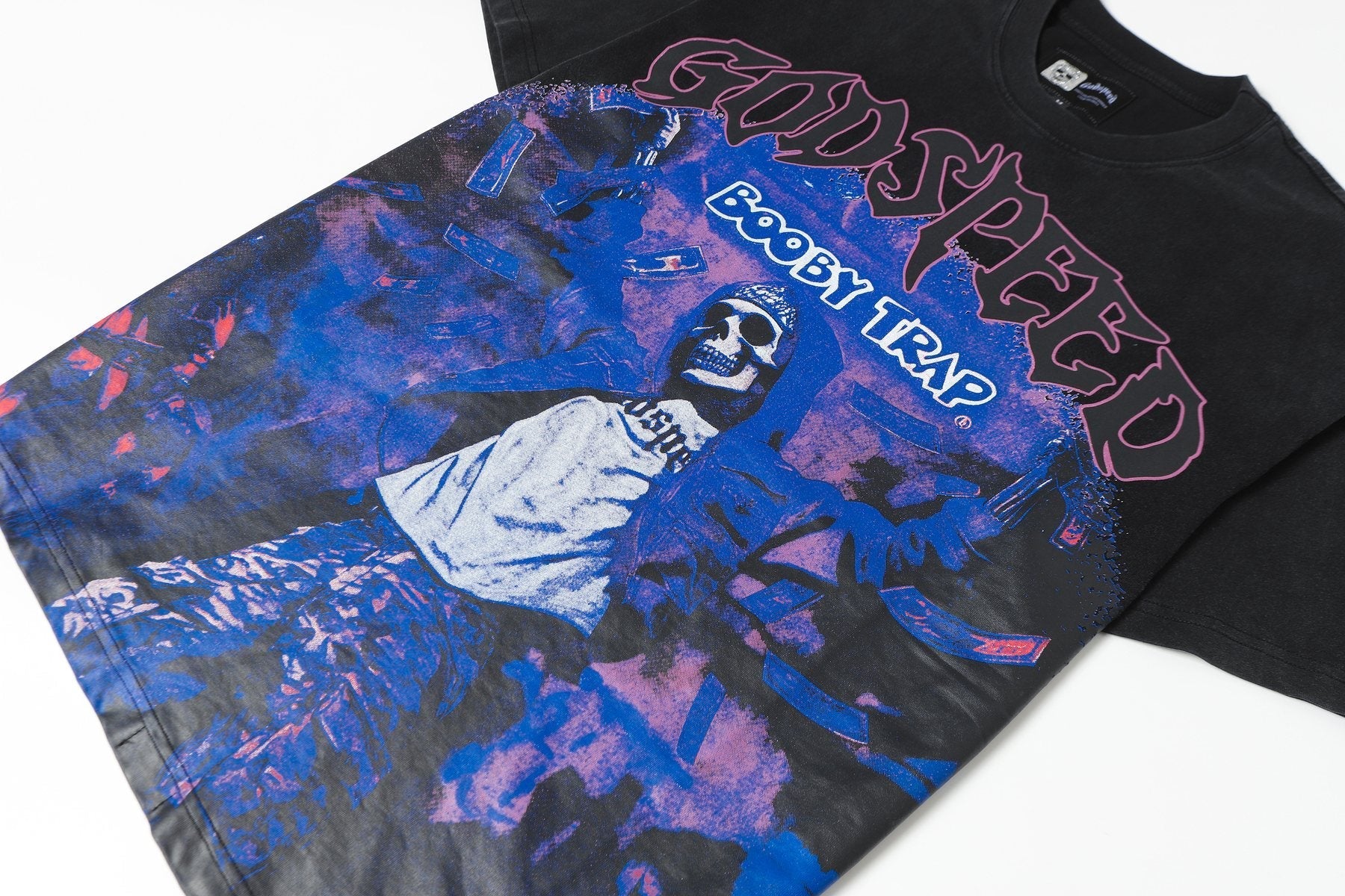 Godspeed Booby Trap Washed Black Graphic T-Shirt — detail
