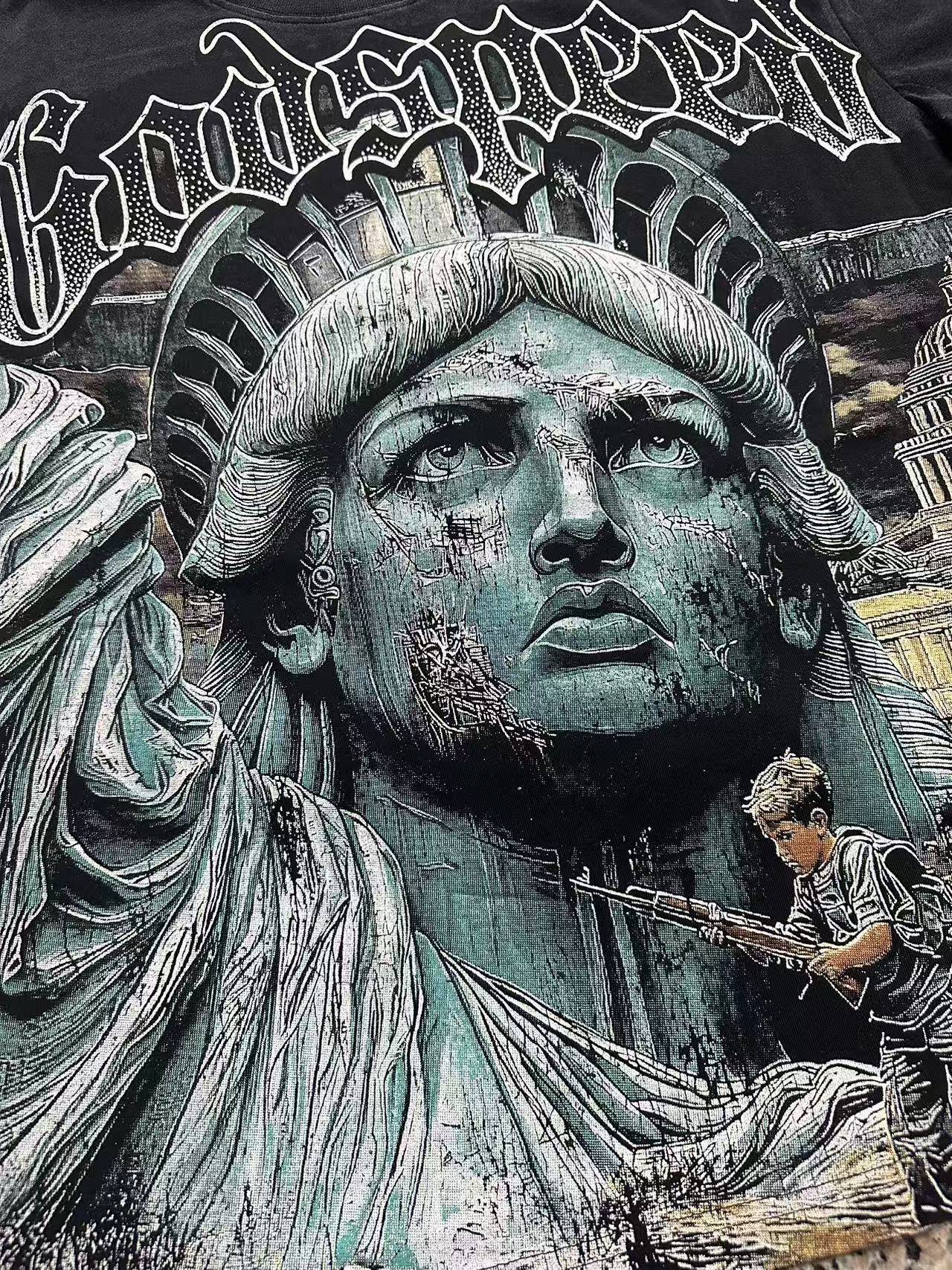 Godspeed Statue of Liberty Graphic T-Shirt — detail