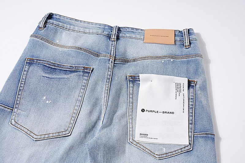 Purple Brand Light Blue Distressed Paint-Splatter Jeans — detail