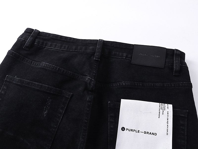 Purple Brand Black Distressed Slim Jeans — detail
