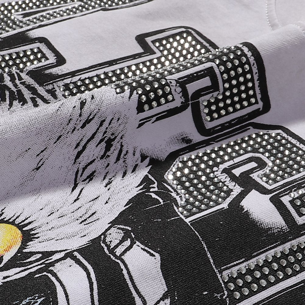 MAJESTIK Eagle Football Rhinestone Graphic T-Shirt — detail