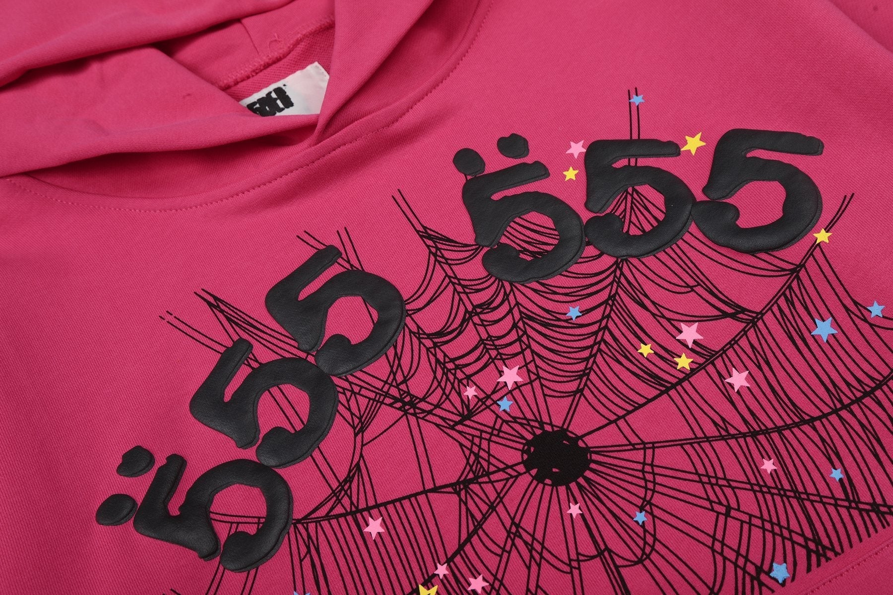 Sp5der Pink Spiderweb Graphic Hoodie & Sweatpants Matching Set — detail