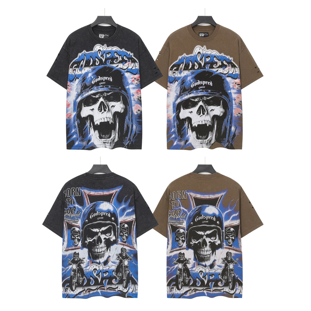 Godspeed Born to Raise Hell Distressed Graphic T-Shirt — comparison