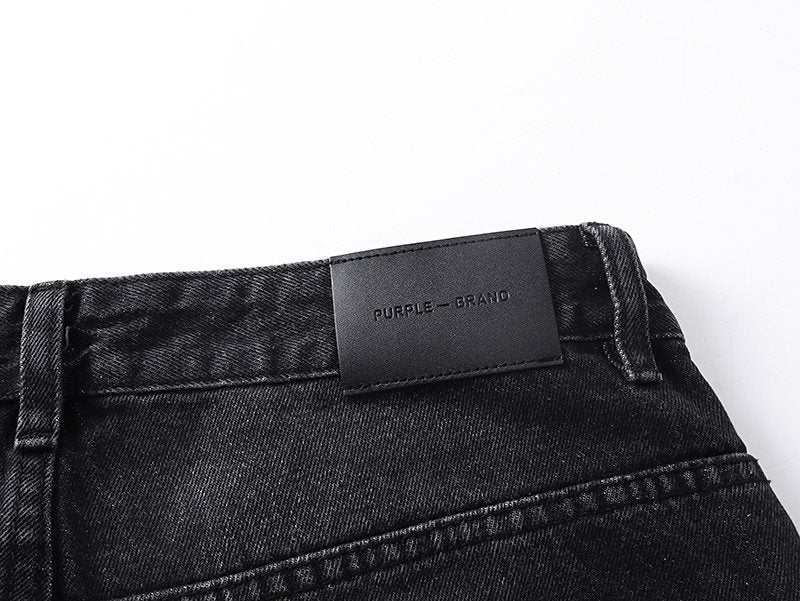 Purple Brand Black Distressed Straight-Leg Jeans — detail