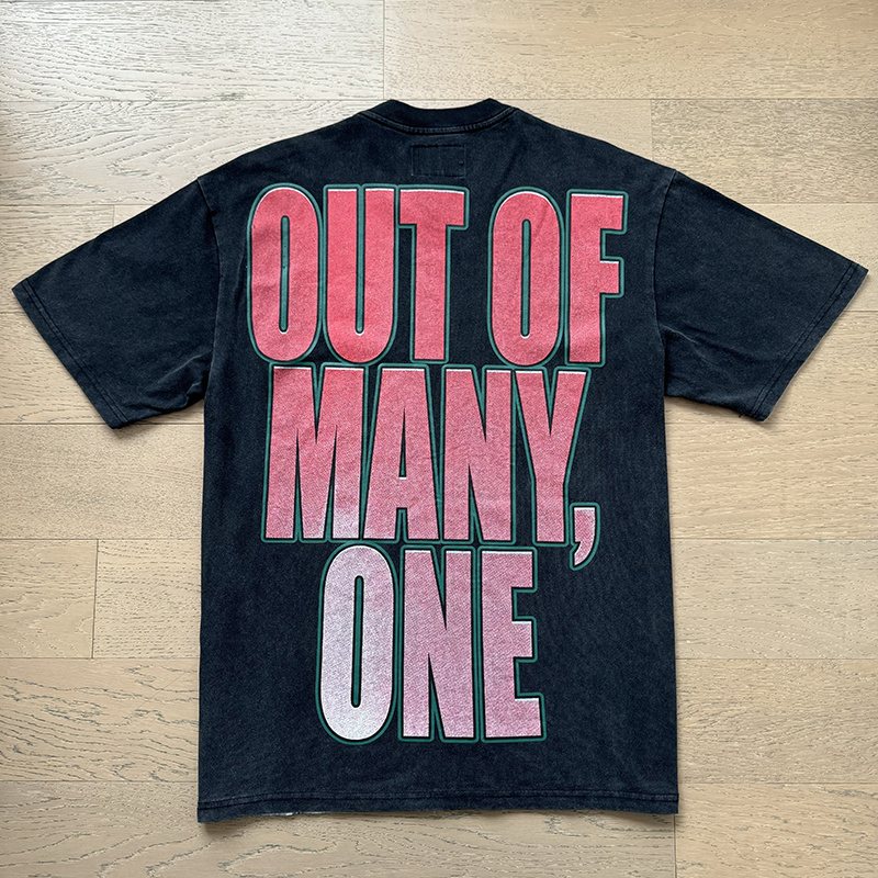 Godspeed Out of Many, One Washed Black Graphic T-Shirt — back