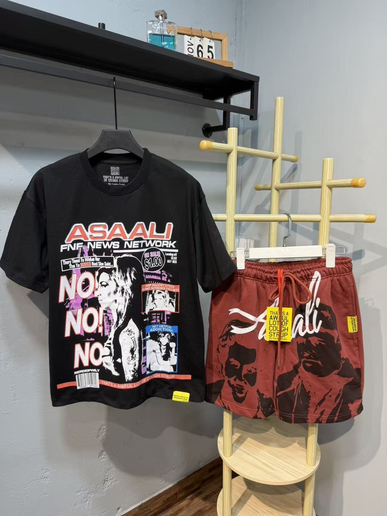 THAT'S A AWFUL LOT OF COUGH SYRUP ASAALI No No Graphic Short-Sleeve Set — context