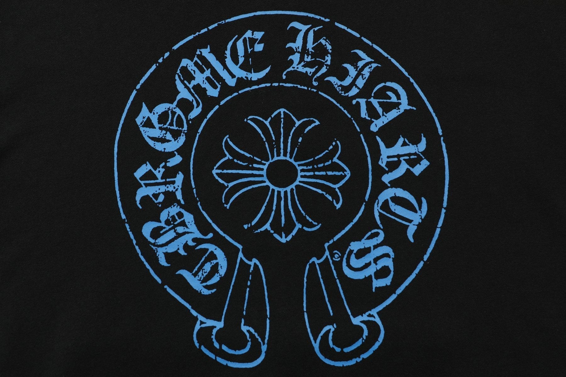 Chrome Hearts Blue Sanskrit Cross Zip Hoodie — detail