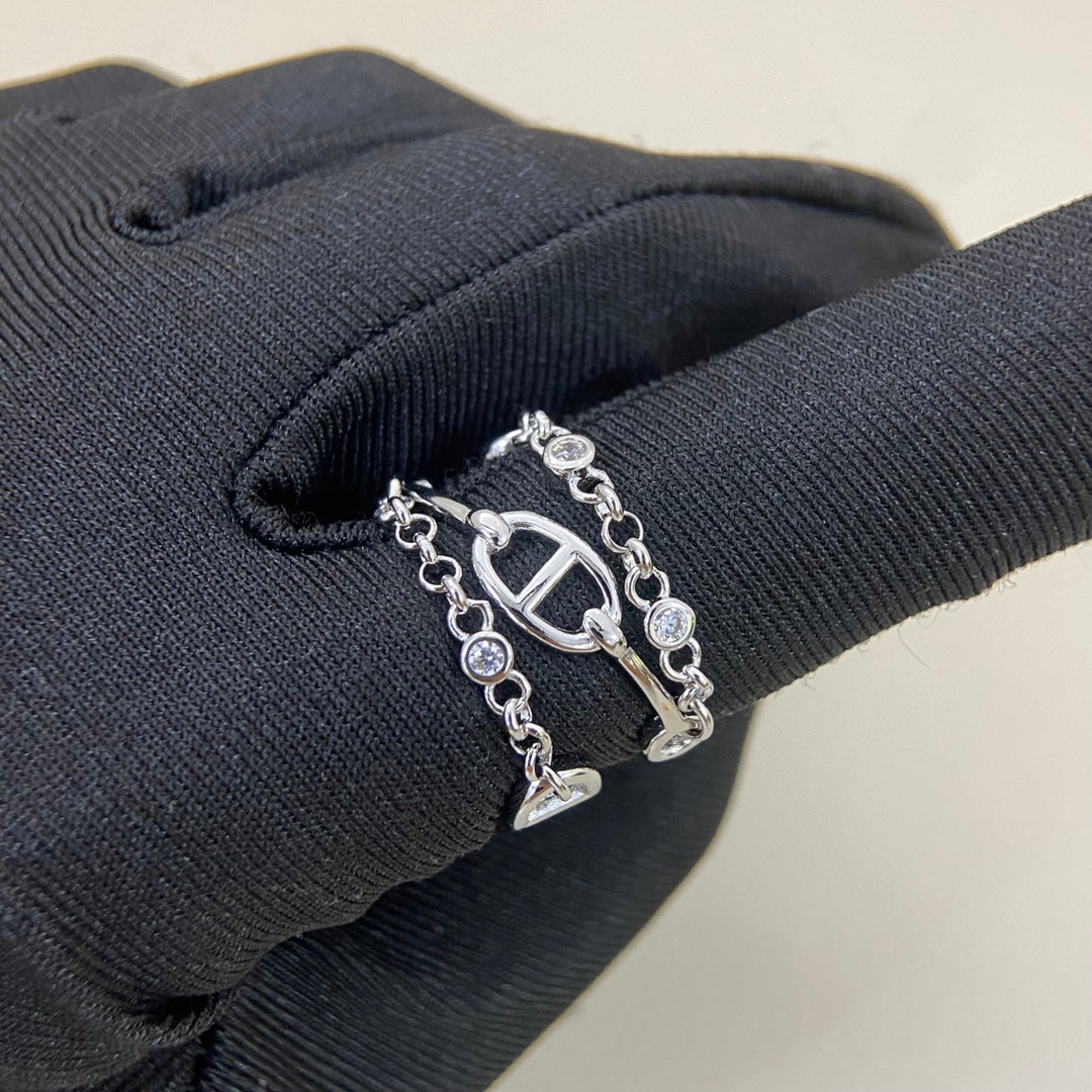 Hermes HM Pig Nose Diamond Ring