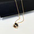Bvlgari Zero 1 Black Ceramic Cubic Zirconia Pink Gold Necklace
